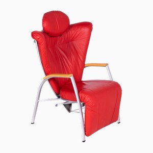 Recliner Armchair in Red Leather