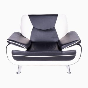 Vintage Armchair in Black and White Imitation Leather