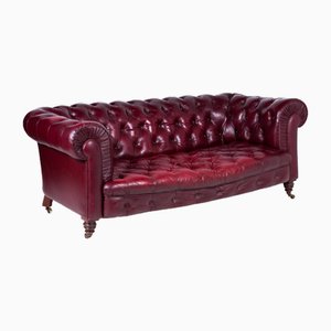 Chesterfield Victorian Burgundy Leather Sofa