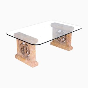 Marble Coffee Table with Crystal Top