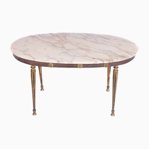 Coffee Table in Marble & Brass, 1950s