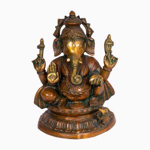 Statue en Métal et Laiton Représentant la Divinité Ganesh