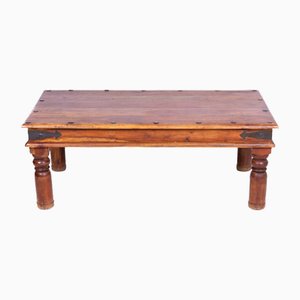 Tavolino da caffè etnico con clip in ferro e legno Barmati Tik Wood
