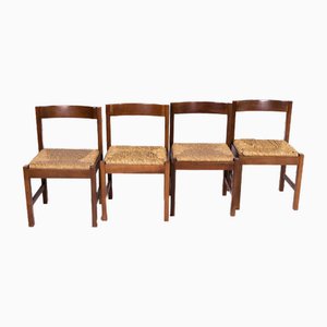 Arte Povera Chairs in Walnut Wood, Set of 4