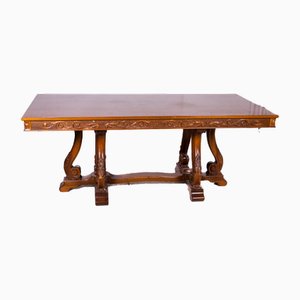 Walnut-Colored Wooden Desk Table