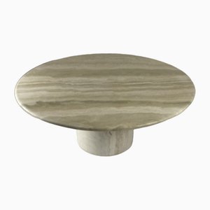 Vintage Round Coffee Table in Travertine, 1970s