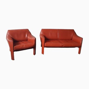 Cab 415 Canape & Armchair by by Mario Bellini for Cassina, 1983, Set of 3