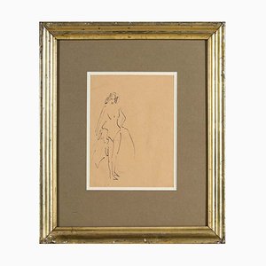 Ernst Ludwig Kirchner, Tänzerin aus dem weissen Hirsch, 1911, Dibujo a tinta, Enmarcado