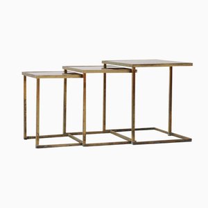 French Brass Nesting Tables, 1950s