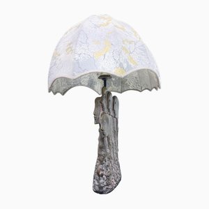 Lampada da tavolo scultorea brutalista Person Group con ombrello, anni '80