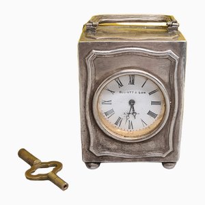 Early 20th Century Silver Travel Clock Elliott & Son London, 1890s