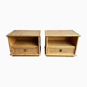 Italian Bamboo Rattan Bedside Tables from Dal Vera, 1970s, Set of 2