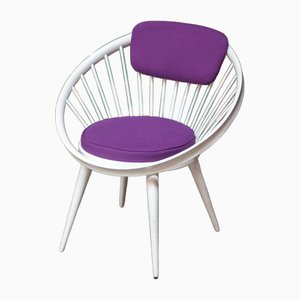 Lila & Weißer Circle Chair von Yngve Ekstrom für Swedese, 1960er