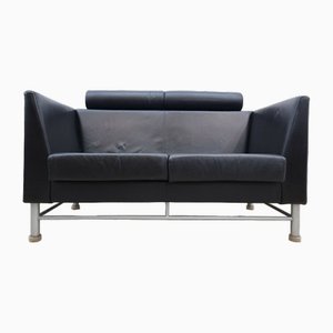 Divano a due posti in pelle color nero di Knoll Inc. / Knoll International