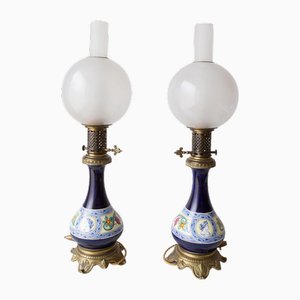 Französische Napoleon III Lampen aus Porzellan, 1930er, 2er Set