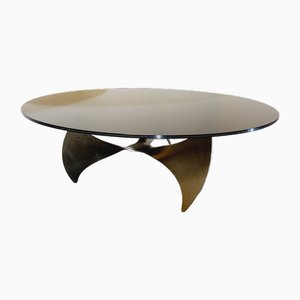 Vintage Propeller Coffee Table in Steel & Smoked Glass by Knut Hesterberg, 1960s