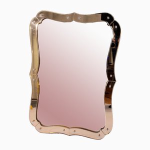 Italian Mirror with Frame in Pink Glass