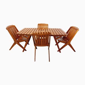 Tavolo e sedie da giardino vintage, anni '60, set di 5