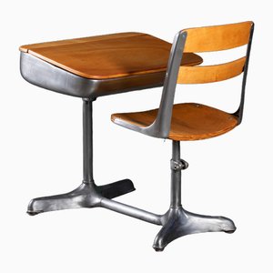 Amerikanischer Vintage Schultisch & Stuhl, 2er Set