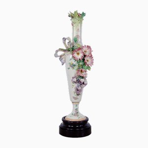 Barbottine White Vase, 1890s