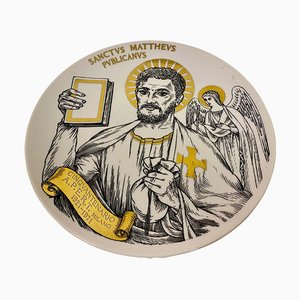 Plato de cerámica con San Mateo de Fornasetti, años 70