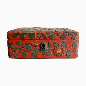 Antique Chinese Red and Black Lacquered Cinnabar Box, 1800s