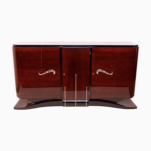 Art Deco French Sideboard in High Gloss Lacquer on a Moustache Base, 1930s