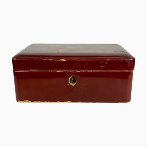Boîte Antique Laquée Rouge, 1800s