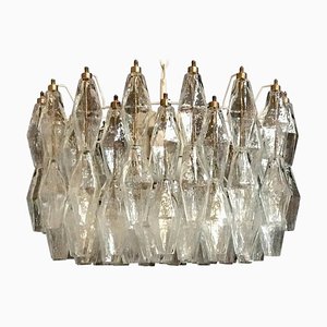 Lámpara de araña Poliedri de cristal de Murano al estilo de Carlo Scarpa, años 80