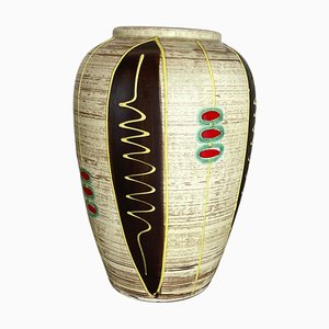 Fat Lava Keramik Vase mit Streifen & Punkten Jasba Ceramics, Deutschland, 1950er