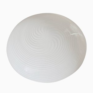 Vintage Murano White Swirl Plafond Ceiling Lamp, 1970s