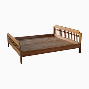 Modern Swedish Sculptural Bed in Pine attributed to Sven Larsson, 1960s