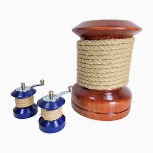 Bollard Bollard e corda in legno per macinapepe e sale Marlux, set di 3