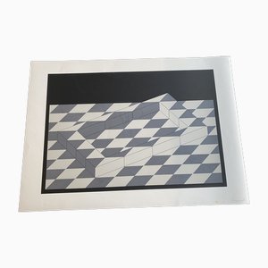 Erwin Heerich, Composition Abstraite, 1973, Sérigraphie Originale sur Carton Blanc