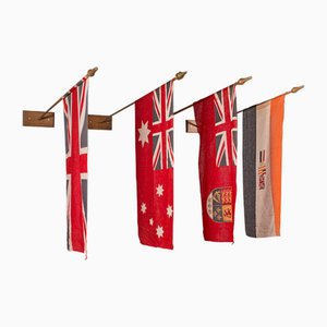 Vintage Empirical Embassy Flags in Oak, 1990s, Set of 4