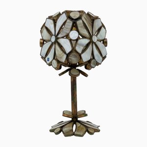 Lampe de Bureau Brutaliste en Verre Longobard et Fer Forgé, Italie, 1970s