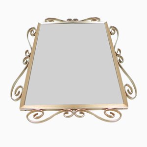 Vintage Faceted Mirror in Aluminum Frame, 1950s
