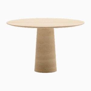 Round Travertine Dining Table, Italy, 1970s