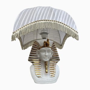 Lampe Pharaon Vintage en Céramique Blanche