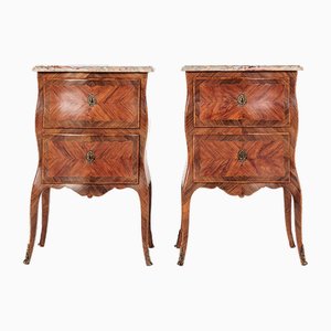 Tables de Chevet avec Dessus en Marbre, Italie, 19ème Siècle, Set de 2