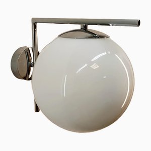 Chromed Wall Light with Shiny White Sphere Glass, 1990s