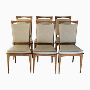 Faux Leather Dining Chairs, 1950s, Set of 6