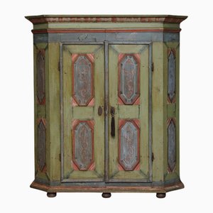 European Hand-Painted Wardrobe or Cupboard in Oak, 1800s