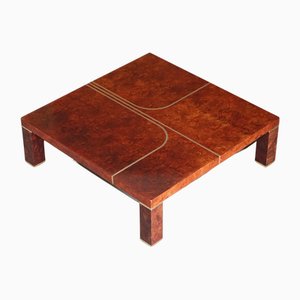 Large Modern Burr, Walnut & Brass Inlay Coffee Table by Charles & Ray Eames