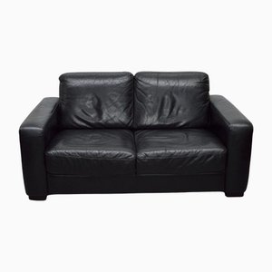 20th Century Black Leather 2-Seater Sofa from Natuzzi
