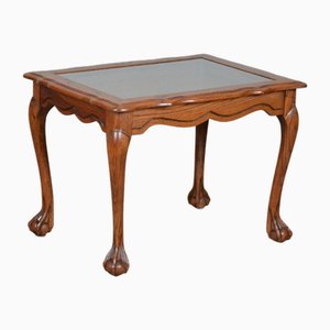 Table d'Appoint Victorienne Antique en Noyer avec Pieds Boule et Griffe