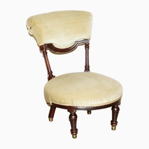 Small Antique Victorian Nursing Chair with Carved Hardwood Frame, 1860s