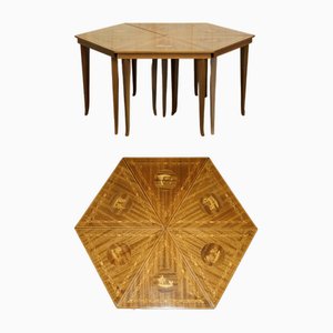 Vintage Italian Marquetry Inlaid Triangle Nesting Tables, 1950s, Set of 6