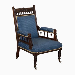 Early Victorian Carved Hardwood Reading Armchair