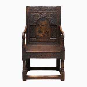 17th Century English Charles I Oak Wainscot Armchair